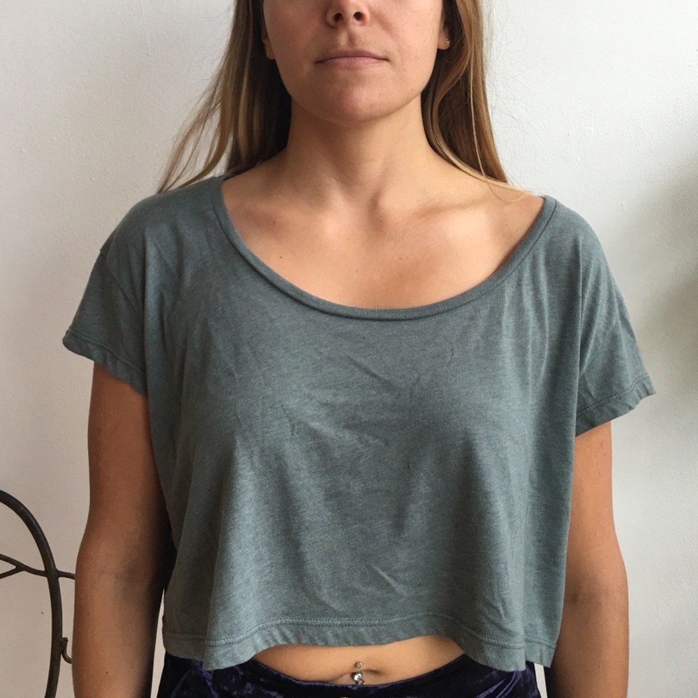 Sage green oversized crop top